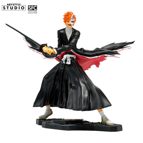 Ichigo Kurosaki Bankai Figur – Frontansicht mit Hollow-Maske, Tensa Zangetsu und schwarzem Mantel