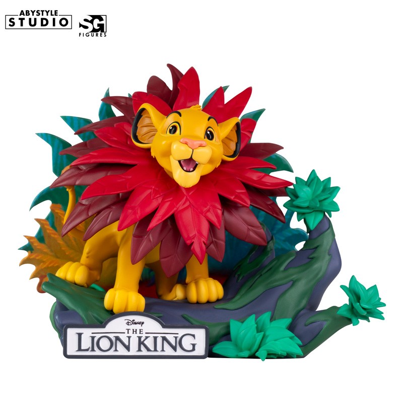 Disney Simba Figur – Frontansicht mit Blättermähne und Lion King Base