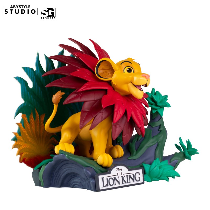 Disney Simba Figur – Rückansicht mit Blättermähne und Felsen-Base