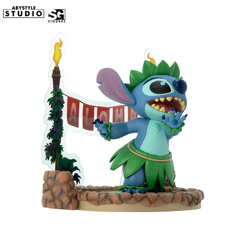 Disney Stitch Hula Dance Figur – Seitenansicht links mit Aloha-Banner