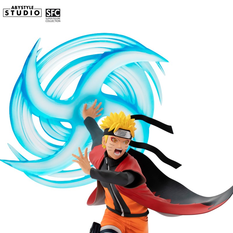 Naruto Uzumaki Rasengan Figur – Dreiviertelansicht links mit Rasenshuriken und rotem Umhang