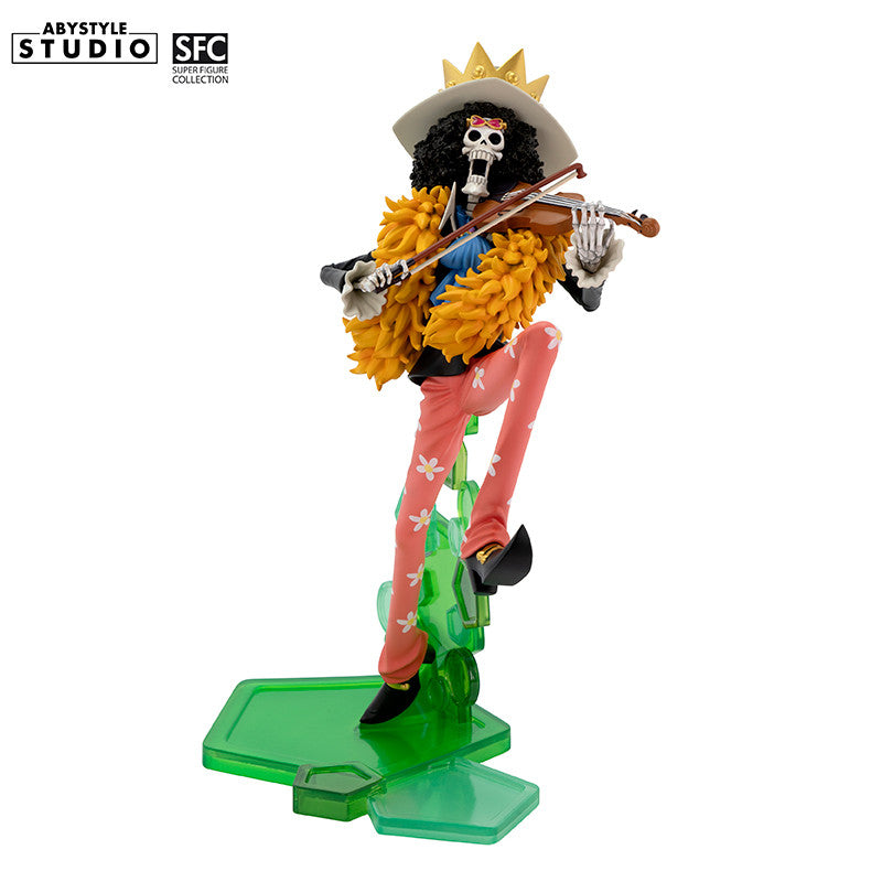 One Piece Brook Figur – Frontansicht mit Geige und grüner transparenter Base