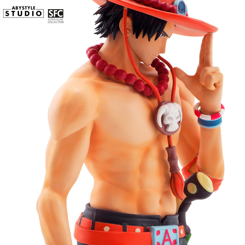 Portgas D. Ace Figur – Nahaufnahme Gesicht mit rotem Hut und entschlossenem Blick