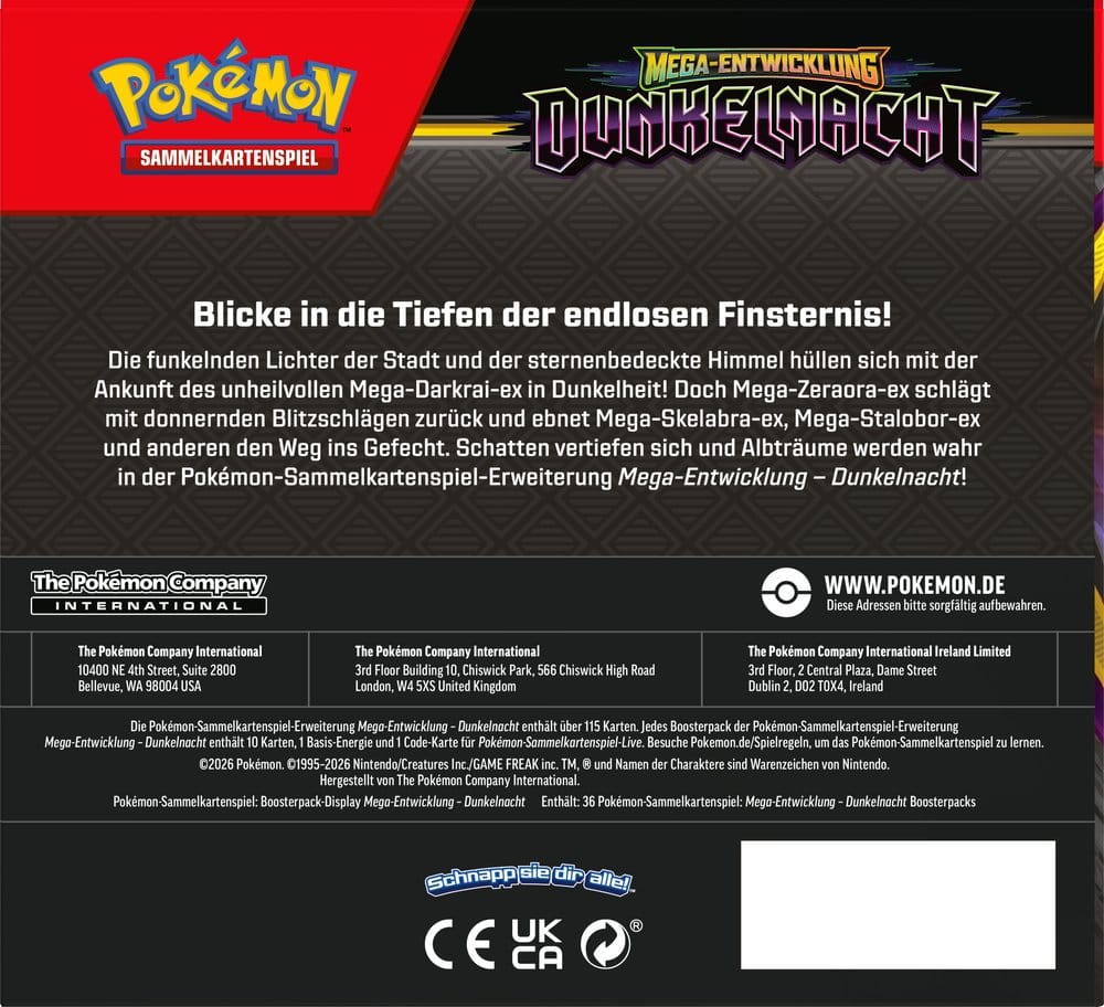 Pokémon Mega-Entwicklung Dunkelnacht – Rückseite Produktinfo